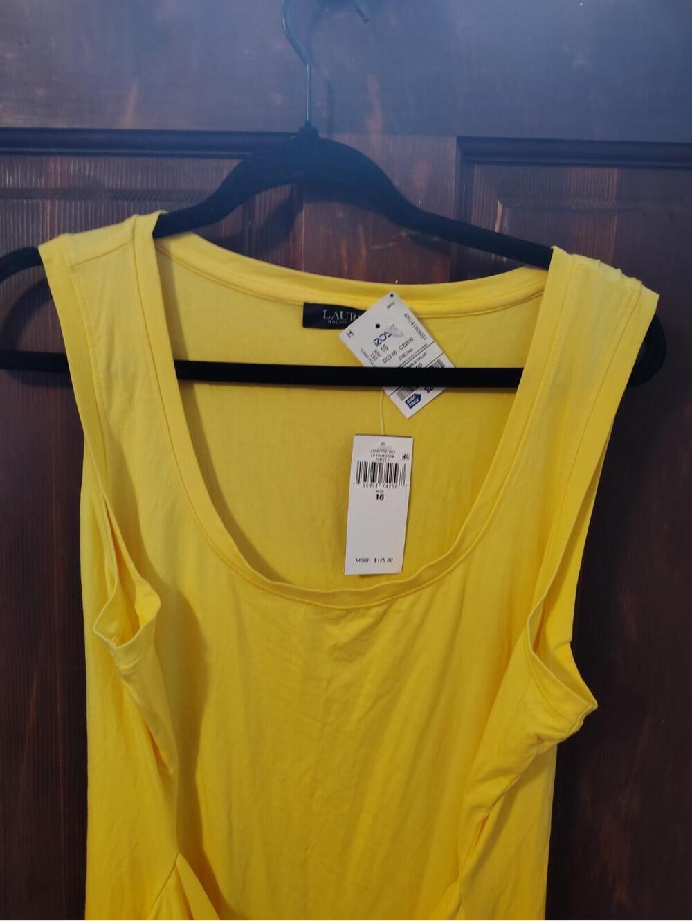 LAUREN RALPH LAUREN - YELLOW LILLY COTTON TANK BELTED MAXI DRESS - NWT - Picture 2 of 5